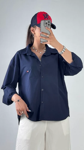 شومیز TOMMY کد 500660 (سرمه اى)