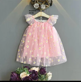 پیراهن دخترانه بنددار بابونه