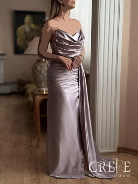 ماکسی ساتن شنل دار جلو پیله