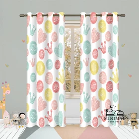 پرده کودک طرح دایره و قلب مدل W4967