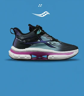 کفش کتانی طوسی آبی بنفش Saucony Axon 3 مدل 8904