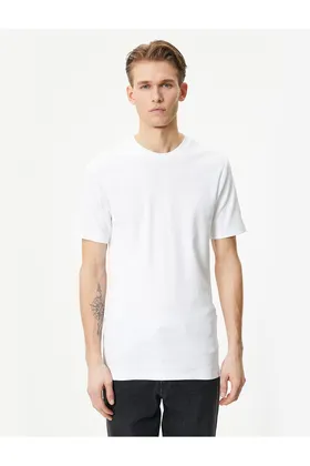 تیشرت مردانه 4SAM10272HK Koton WHITE 24YY59001997