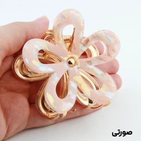 کلیپس دخترانه فلزی مدل گل آبرنگی (صورتی)