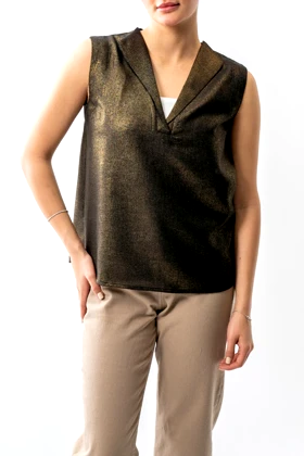 تاپ باکسی زربافت یقه برگردان زنانه