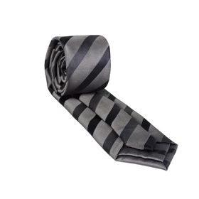 ست کراوات و دستمال جیب طوسی مشکی 98122