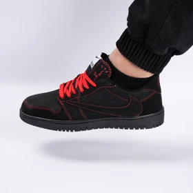 کفش کتانی اسپرت مردانه رنگ مشکی قرمز مدل نایک NIKE Jordan 1 low
