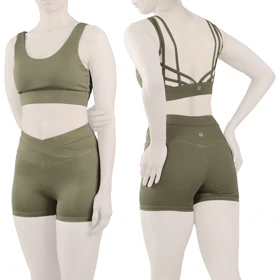 ست نیم‌تنه و کشاله بند ورزشی زنانه لولولمون مدل 5665 زیتونی