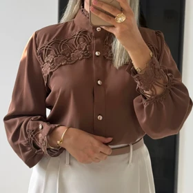 شومیز مجلسی زنانه مدل حنا (موکا)