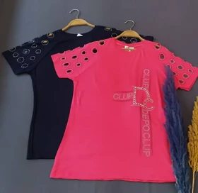 تیشرت زنانه مجلسی ویسکوز نگین‌دار لیزری