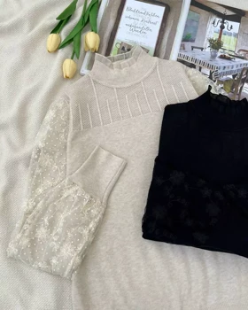 پلیور بافت استین کارشده 2 رنگ کد 5461