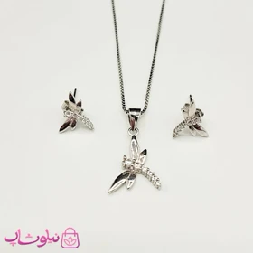 نیم ست زنانه نقره ظریف وارداتی عیار 925 مدل سنجاقک وزن 3/440 گرم کد 3884