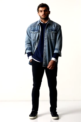 پیراهن برش‌دار جین مردانه