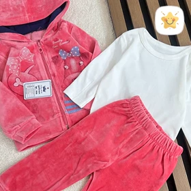 ست 3تکه نوزادی دخترانه سویشرت شلوار بادی مخمل درجه یک و لطیف