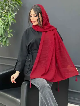 شال پلیسه پایین منگوله‌دار