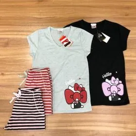 ست زنانه نخی اروپایی HELLO KITTY