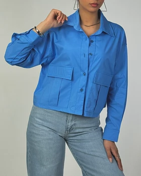 شومیز جیب امریکای کد 500511 (آبی)