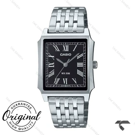 ساعت کاسیو مردانه مستطیلی MTP-B190D-1BV سیلور صفحه مشکی Casio-10377-G