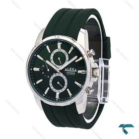 ساعت الکسا A0102 پریمیر مردانه سه موتوره استیل سبز Alexa-6207-G