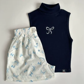 ست شلوارک و کراپ یقه اسکی