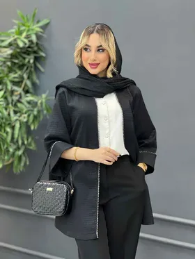 مانتو جلو باز مروارید دوزی