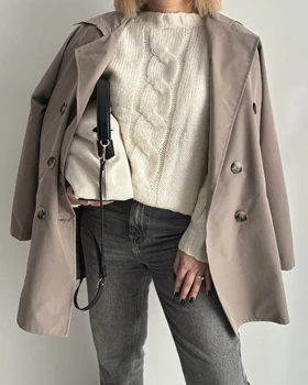 ترنچ کت Chill (خاکی) قد کوتاه