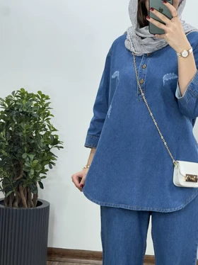 ست مانتو و شلوار جین ماهرو 1