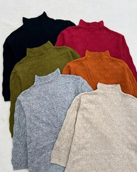 بلوز بافت آستین سه ربع یقه ایستاده کد 5488