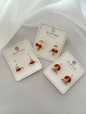 گوشواره گیلاس و کفشدوزک ژوپینگ