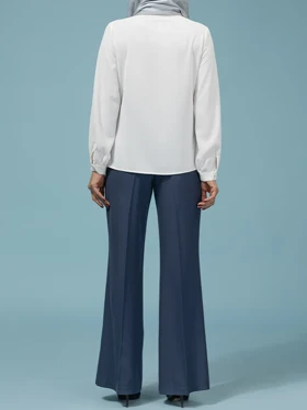 شومیز زنانه کرپ الیزه یقه مردانه 30111