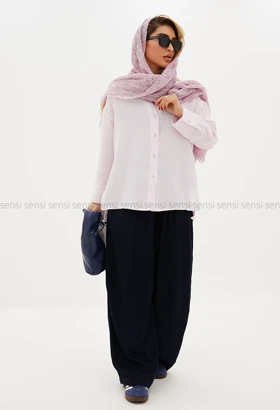 شومیز لینن شانتون یقه ایستاده کد1005594