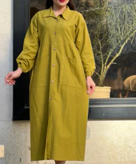 پیراهن مانتویی لینن 6972