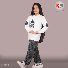 بلوز شلوار دخترانه طرح چهارخانه