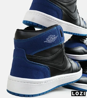 کفش کتانی مردانه و زنانه ساق‌دار مشکی آبی NIKE jordan 1
