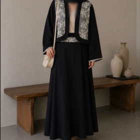 ست کت ودامن سنتی رنگ مشکی