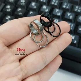گوشواره حلقه‌ای دوبل مدل مینیمال (جفتی)