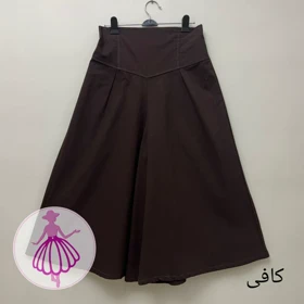 دامن شلواری کمرگنی لینن (کافی)