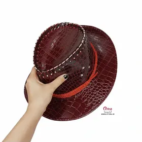 کلاه لبه دار طرح کابویی رنگ شرابی (زنانه و مردانه)
