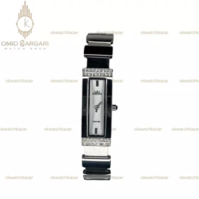 ساعت مچی الگانس قاب نگین‌دار صفحه سفید Elegance