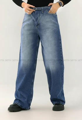 شلوارجین وایدبلت کمربند دارکد1004723