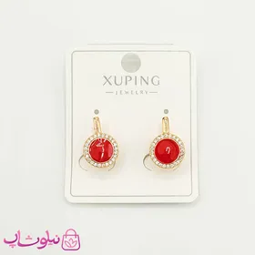 گوشواره زنانه ژوپینگ مدل قرمز نگین‌دار