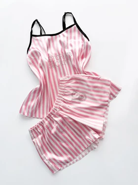 ست لباس خواب تاپ و شورتک ساتن ویکتوریا سکرت نگین‌دار