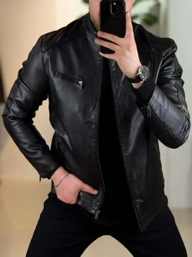 کت چرم مشکی 2023