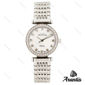 ساعت الکسا 2004z زنانه سیلور صفحه سفید دورنگین w-10121