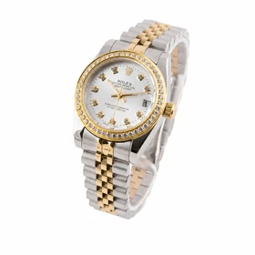 ساعت زنانه رولکس DateJust دورنگ نگین‌دار طلایی مدل Rolex-2309-L