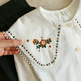شومیز کتان گلدوزی شده