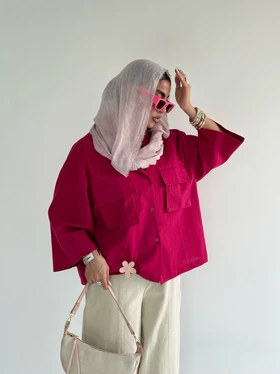 شومیز لینن 2 جیب