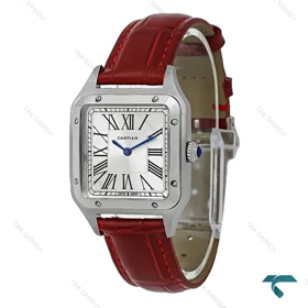 ساعت کارتیر سانتوس دومونت بند زرشکی متوسط Cartier-8192-G