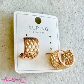 گوشواره زنانه حلقه‌ای ژوپینگ پهن مدل لوزی کد 2791