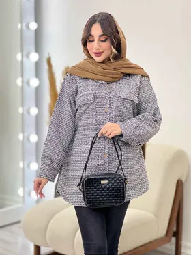 مانتو کمر دار دو جیب پاکتی