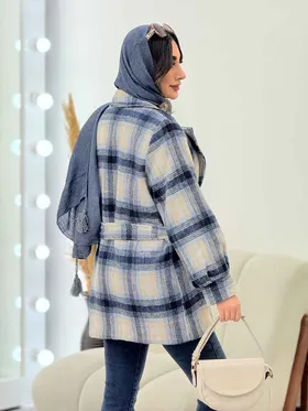 پالتو چهارخونه آستین پیله